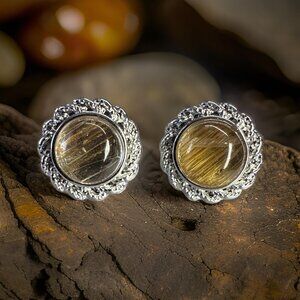 Earrings Golden Rutile Vintage Style Gemstone Jewelry fashion accessories gift